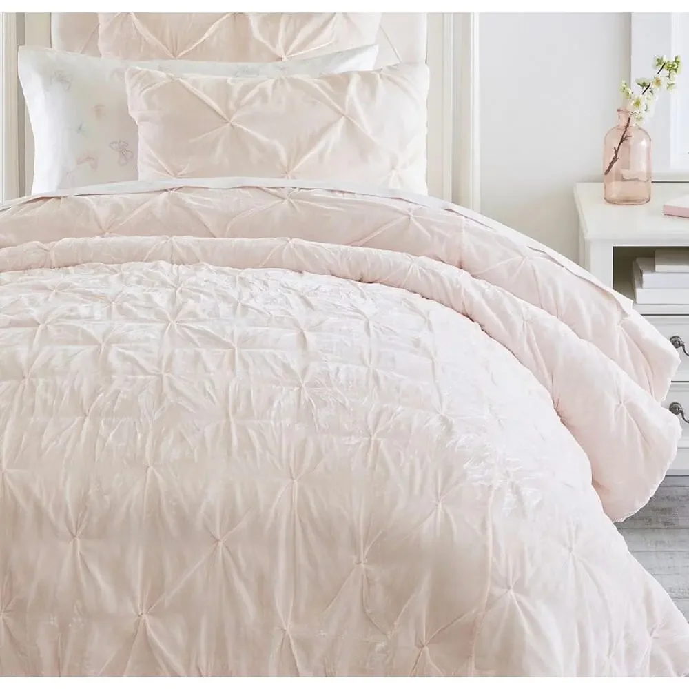 Pottery Barn Kids x Monique Lhuillier Velvet Pintuck Pillow Shams Blush Set of 2